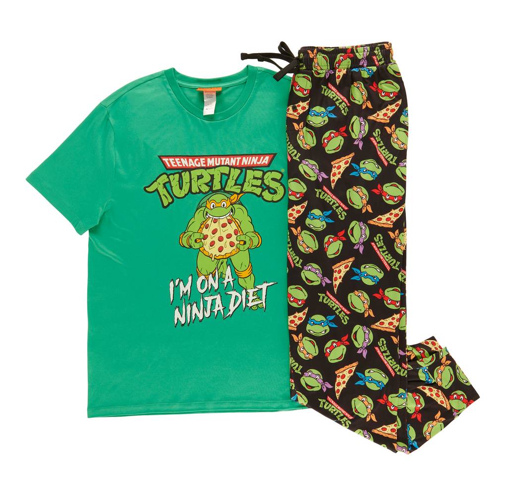 Pyjama à manches courtes sous licence pour hommes, 2 pièces (Grand, Les Tortues Ninja) / Men's Licensed Short Sleeve PJ Set, 2-Piece (L, Teenage Mutant Ninja Turtles)
