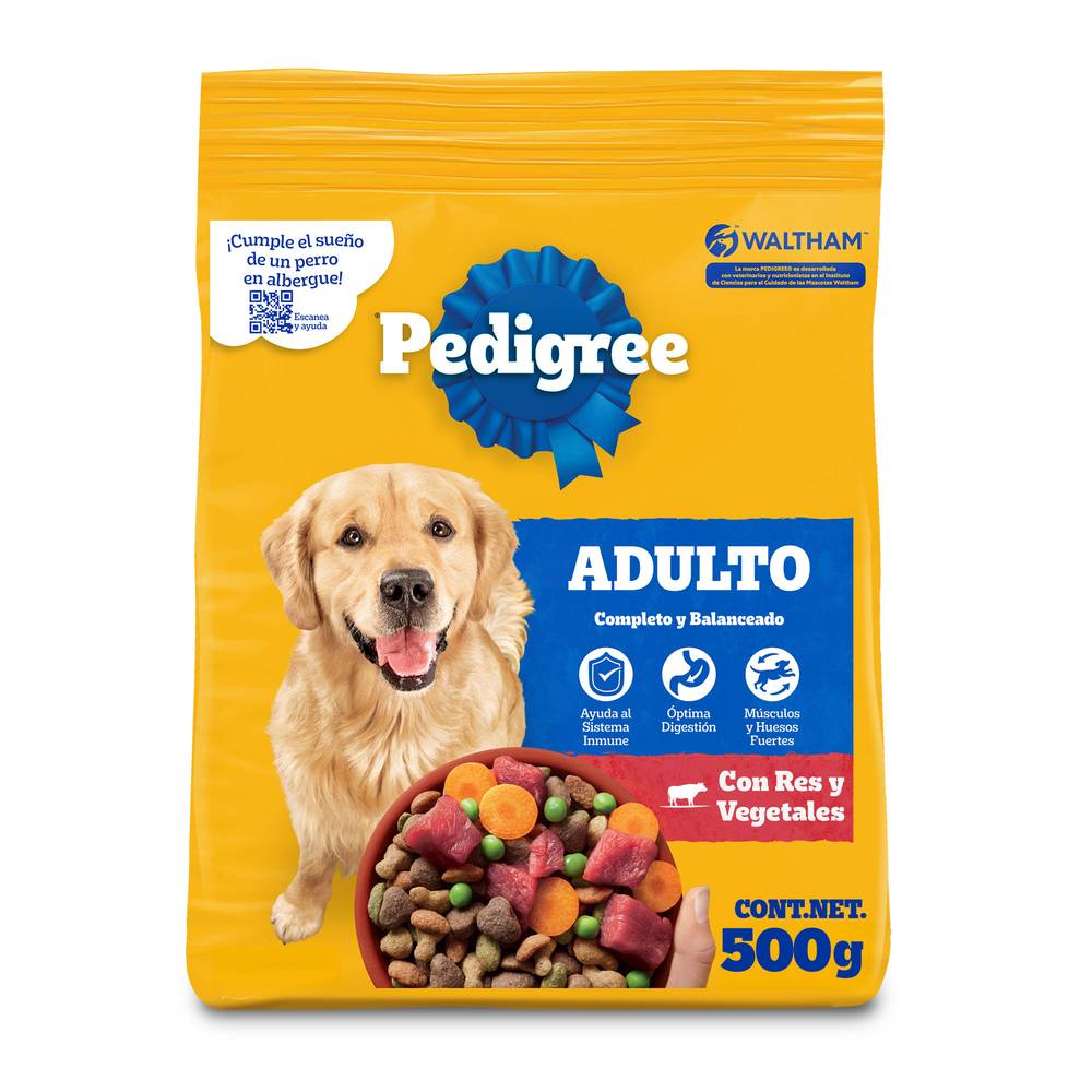 Pedigree alimento seco p/perro adulto raza mediana y grande (500 grs)