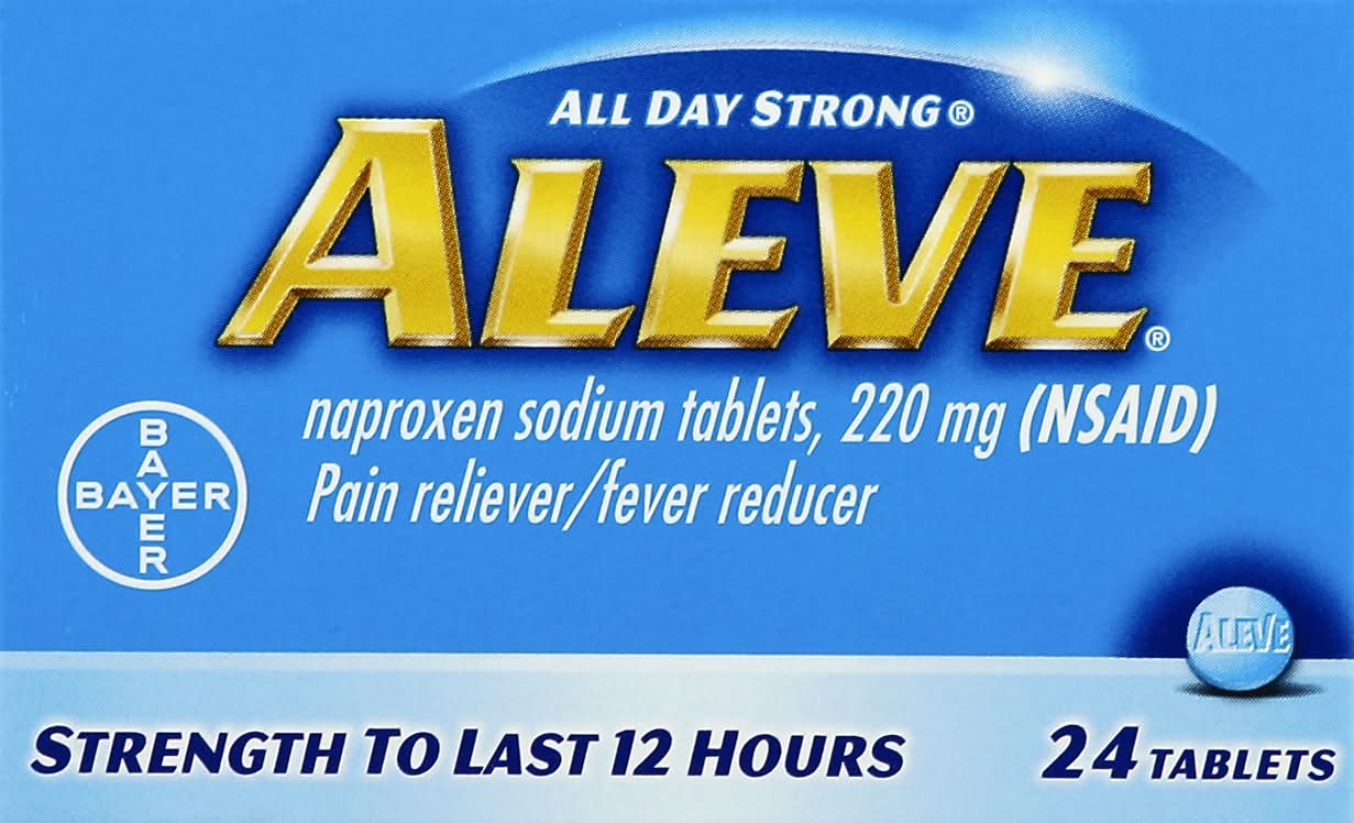 Aleve Naproxen Sodium 220 mg Pain Reliever Fever Reducer Tablets (24 ct)