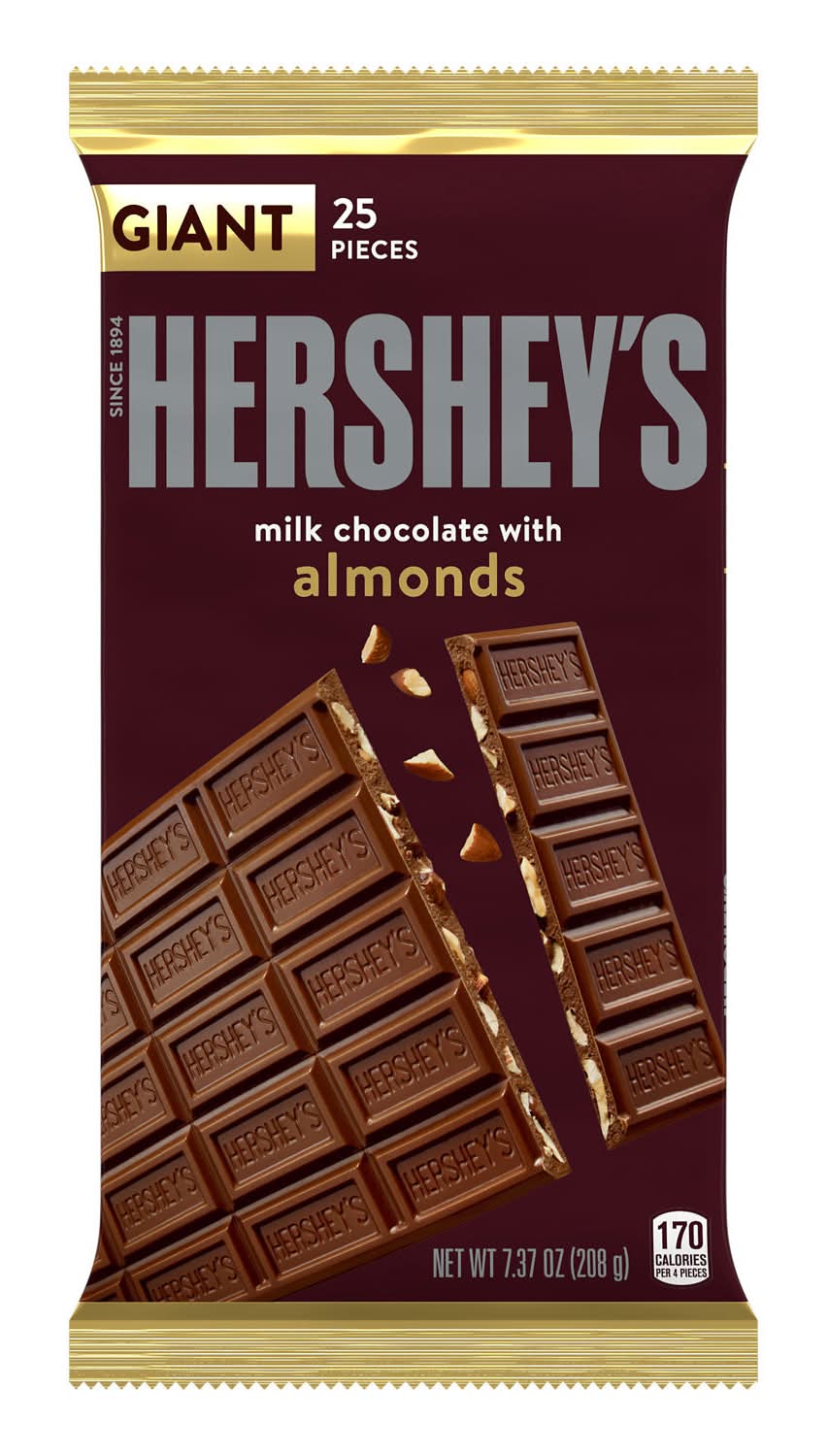Hershey's Giant Milk Chocolate With Almonds Bar (7.37 oz)