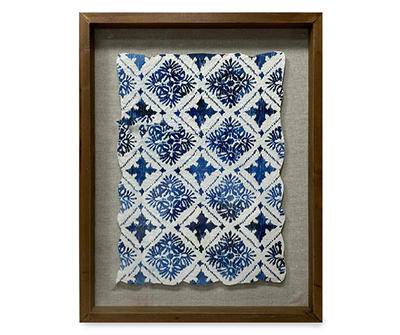 Broyhill Framed Printed Fabric, Blue-White