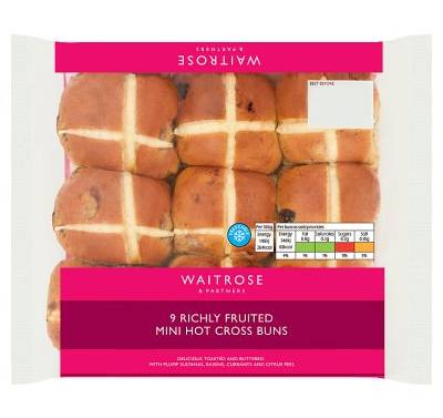 Waitrose & Partners Richly Fruited Mini Hot Cross Buns