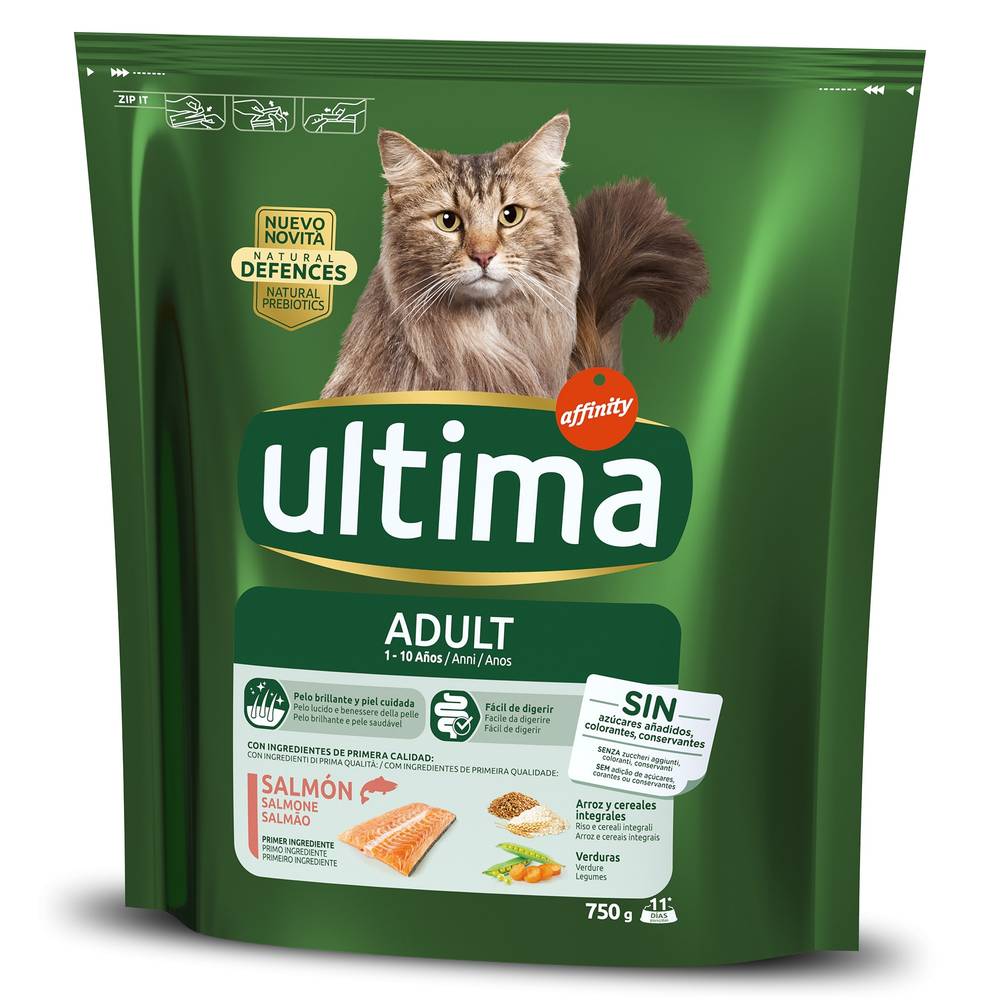 Alimento Para Gatos Adultos Sabor Salmón Ultima Bolsa 750 G