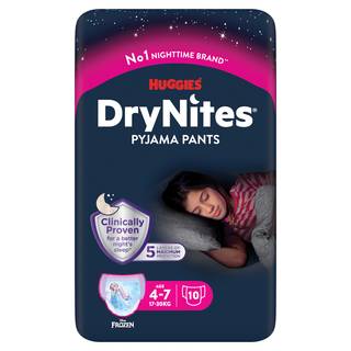 Huggies® Drynites®, Pyjama Pants, Girl, 4-7 Years (17-30Kgs), 10 Pants