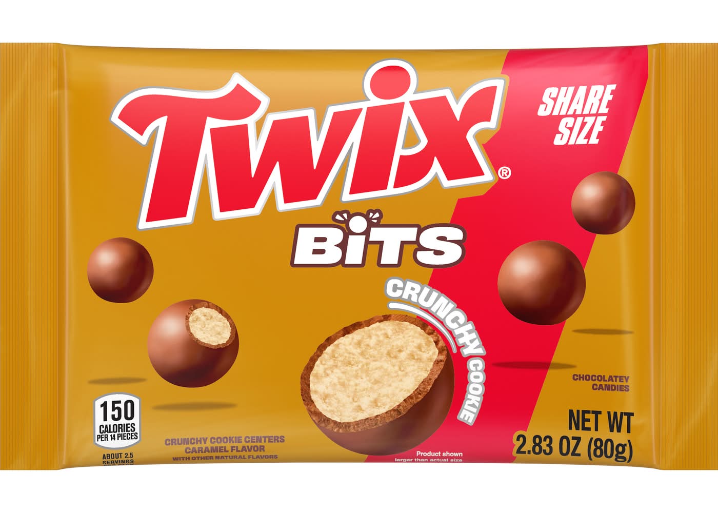 Twix Bits Crunchy Cookie Chocolate Candy, Caramel (2.83 oz)