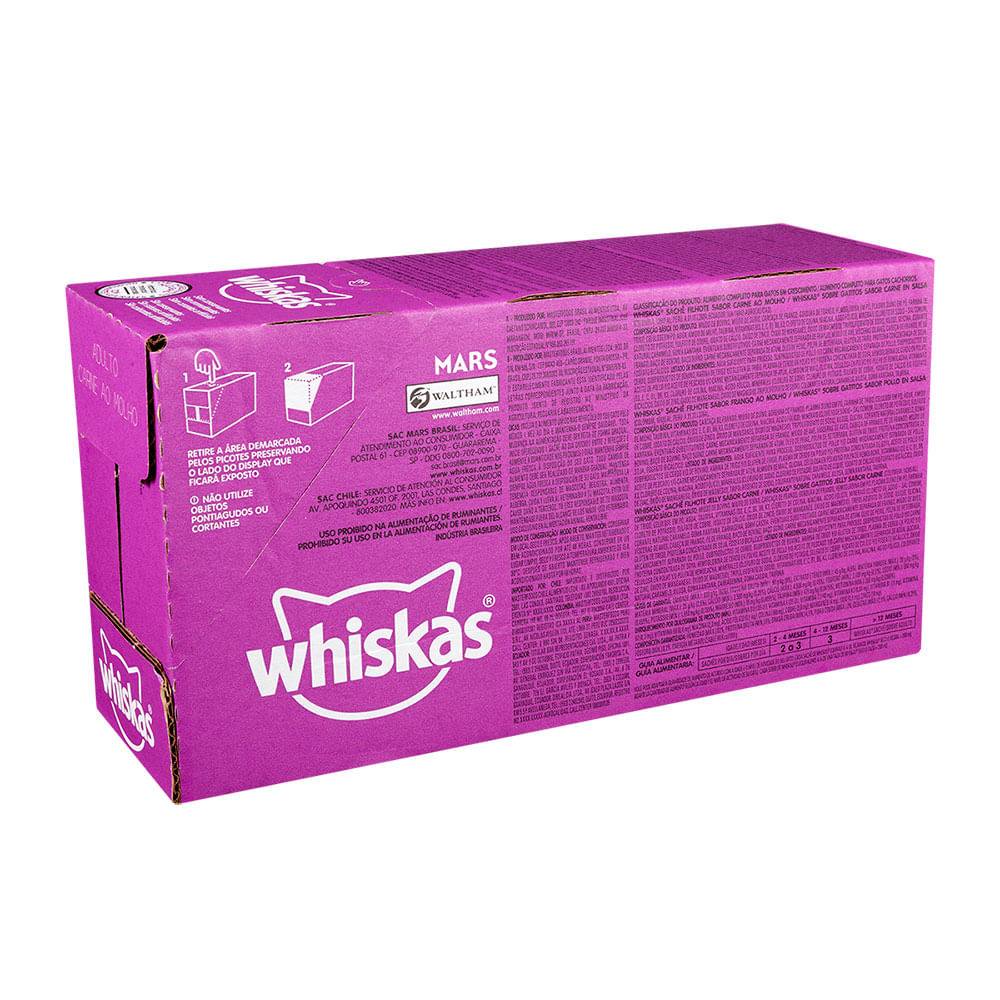 Whiskas ração úmida para gatos adultos sabor carne (20x85g)