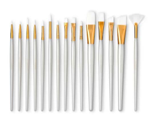 Craft Smart Taklon Painting Brushes, White (15 ct)