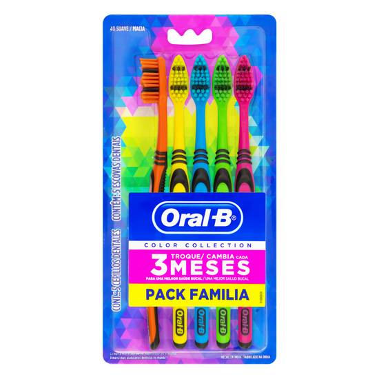 Oral-b pack família de escova dental macia color collection (5 un)