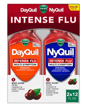 Vicks Dayquil Nyquil Intense Flu Liquids Value pack, Cherry (2 ct)