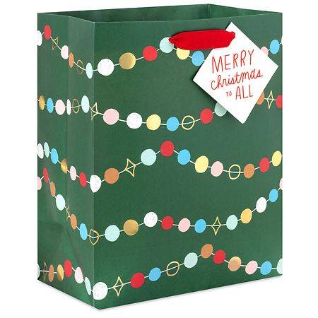 Hallmark Christmas Gift Bag (Pom-Pom Garland on Green) Medium - 1.0 ea