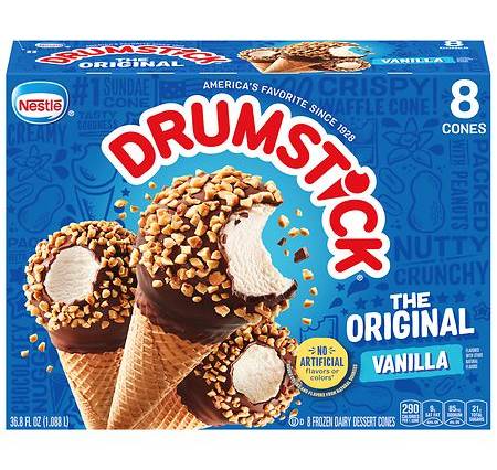 Drumstick Frozen Dairy Dessert Cones Vanilla - 4.6 fl oz x 8 pack