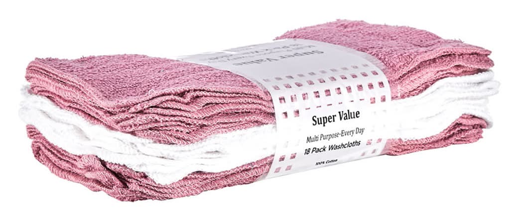 Comfort Bay Super Value Multi-Purpose Washcloths, White (18 ct)