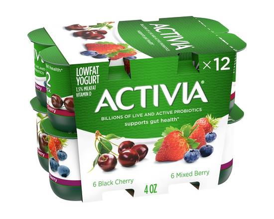 Activia · Black Cherry and Mixed Berry Lowfat Yogurt Pack (12 x 4 oz)