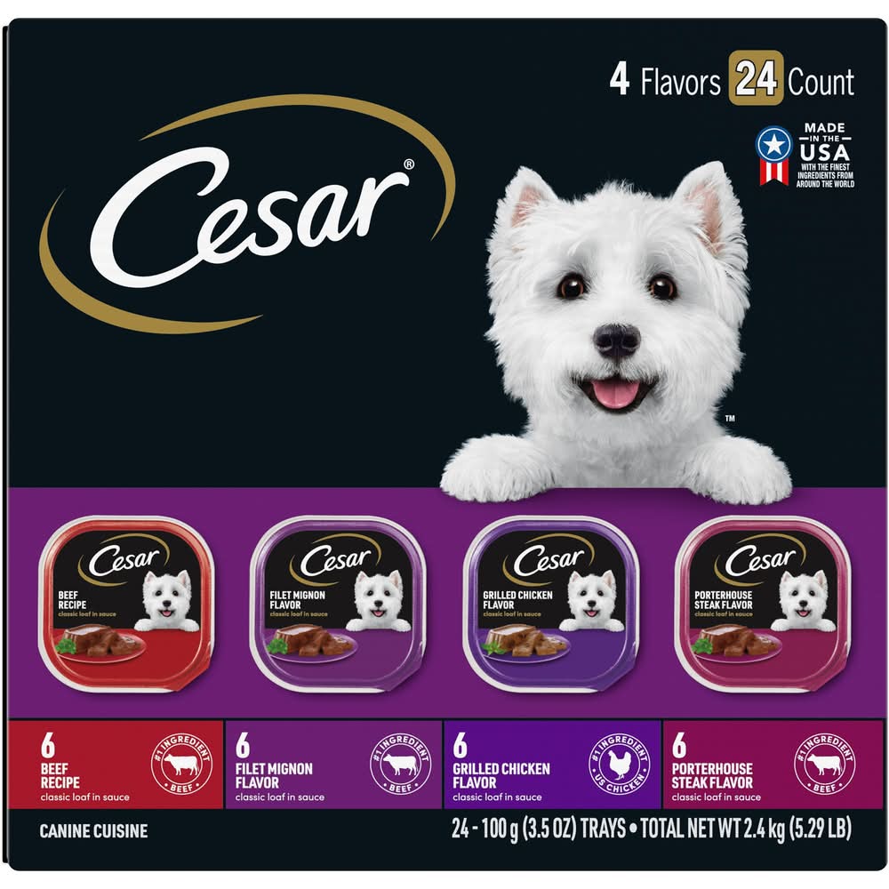 Cesar® Classics Adult Wet Dog Food - Loaf, 24 Count, Variety Pack (Flavor: Variety, Color: Assorted, Size: 3.5 Oz)