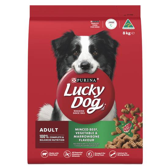 Purina Lucky Dog Minced Beef Vegetable & Marrowbone Flavour Adult Dry Dog Food 8kg