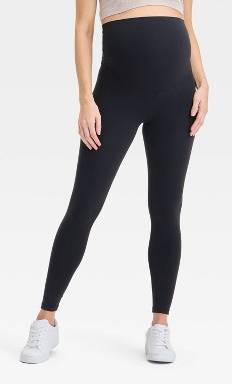 Over Belly High-Rise Active Maternity Leggings - Isabel Maternity by Ingrid & Isabel™ Black L: Recycled Polyester, Spandex, Midweight
