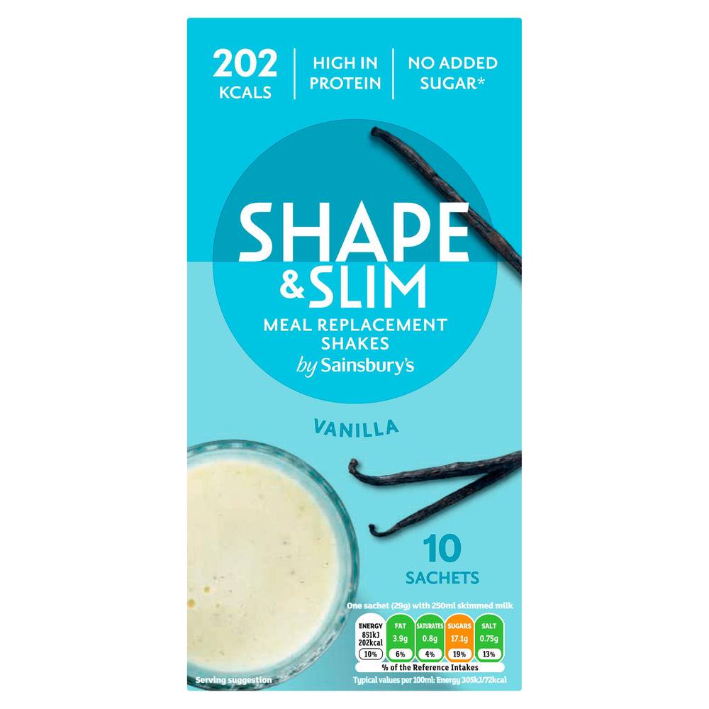 Sainsbury's Shape & Slim Meal Replacement Shakes Vanilla 10x 29g (290g)