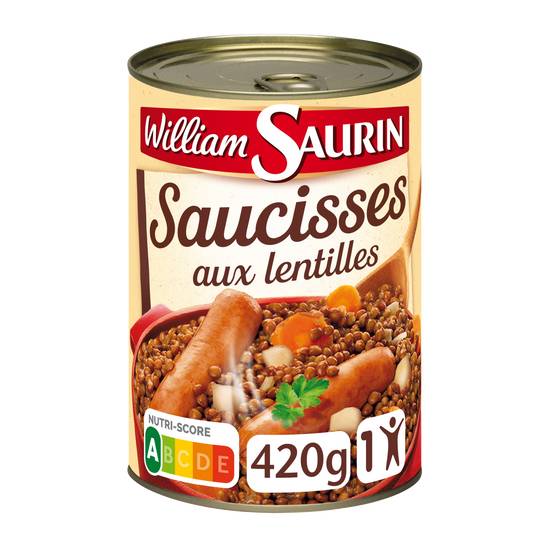 William Saurin - Plat cuisiné saucisses aux lentilles