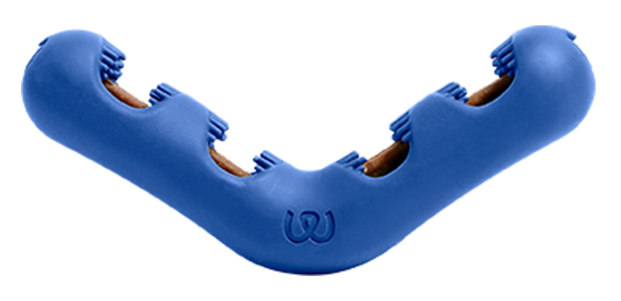 WOOF Dog Bite n' Brush Dental Toothbrush Toy - Scrubs Plaque & Tarter - Treats Sold Separately (Color: Blue, Size: Large)