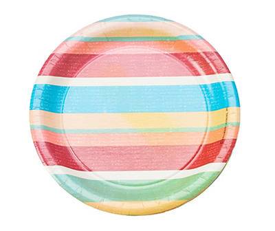 Rainbow Stripe Paper Dessert Plates, 8-Count