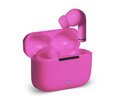 Pink Glow-In-The-Dark Wireless Earbuds With Charging Case