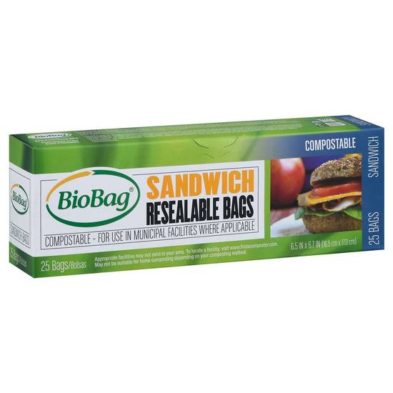 Biobag Sandwich Resealable Bags (25 ct)