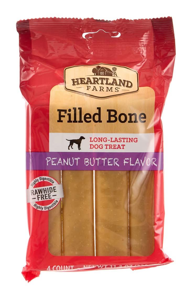 Heartland Farms Filled Bone Long-Lasting Dog Treat, Peanut Butter (11.3 oz, 4 ct)