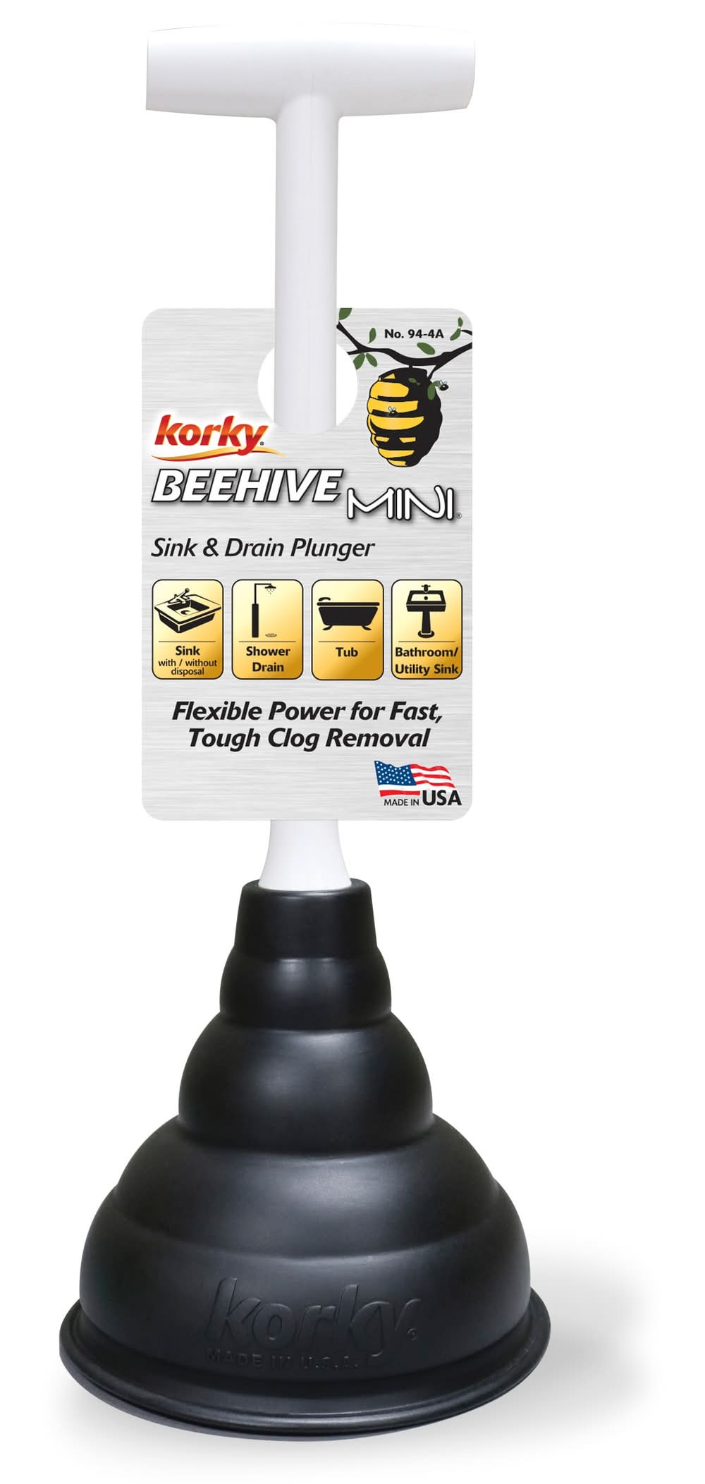 Korky 5.5-in Black Rubber Plunger 9.5-in Handle