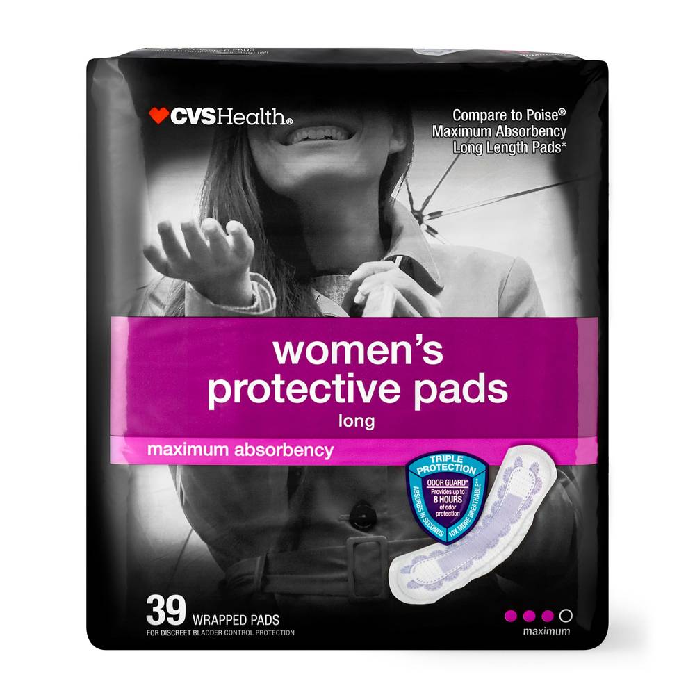 Cvs Health Women'S Protective Pads Maximum Absorbency, Long, 39 Ct