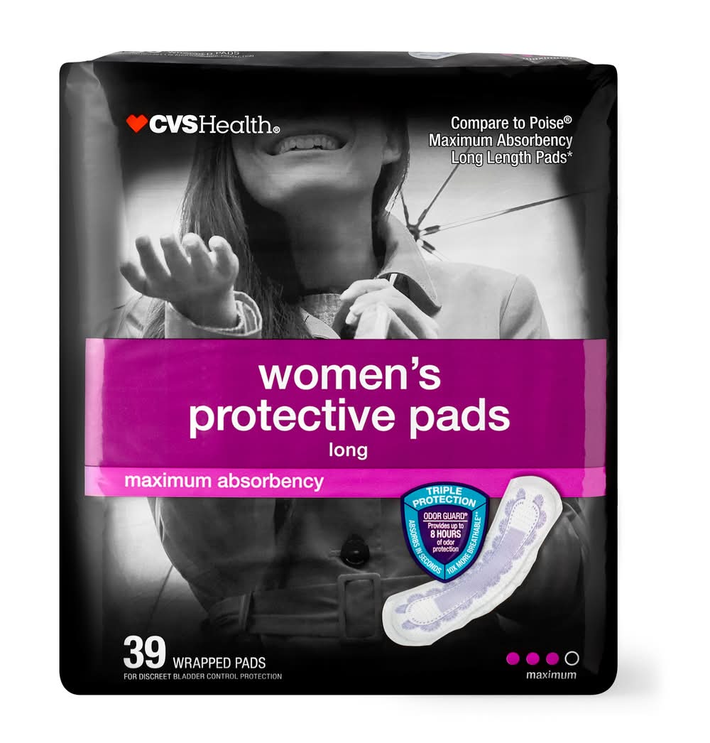 CVS Health Women's Maximum Absorbency Protective Pads, Long (39 ct)