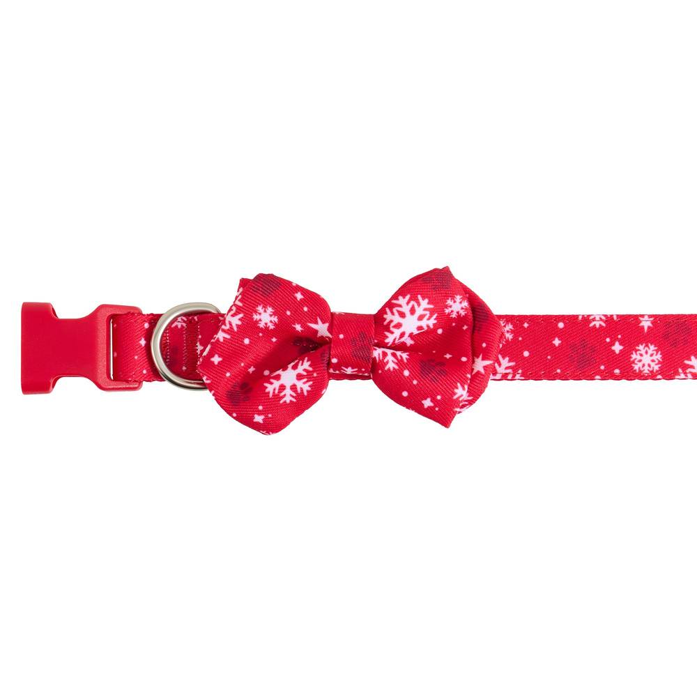 Merry & Bright™ Snowflakes Dog Collar (Color: Red, Size: X Small)