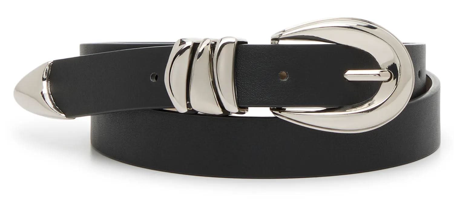 Steve Madden Triple Keeper Women's Belt (Black/Silver M)