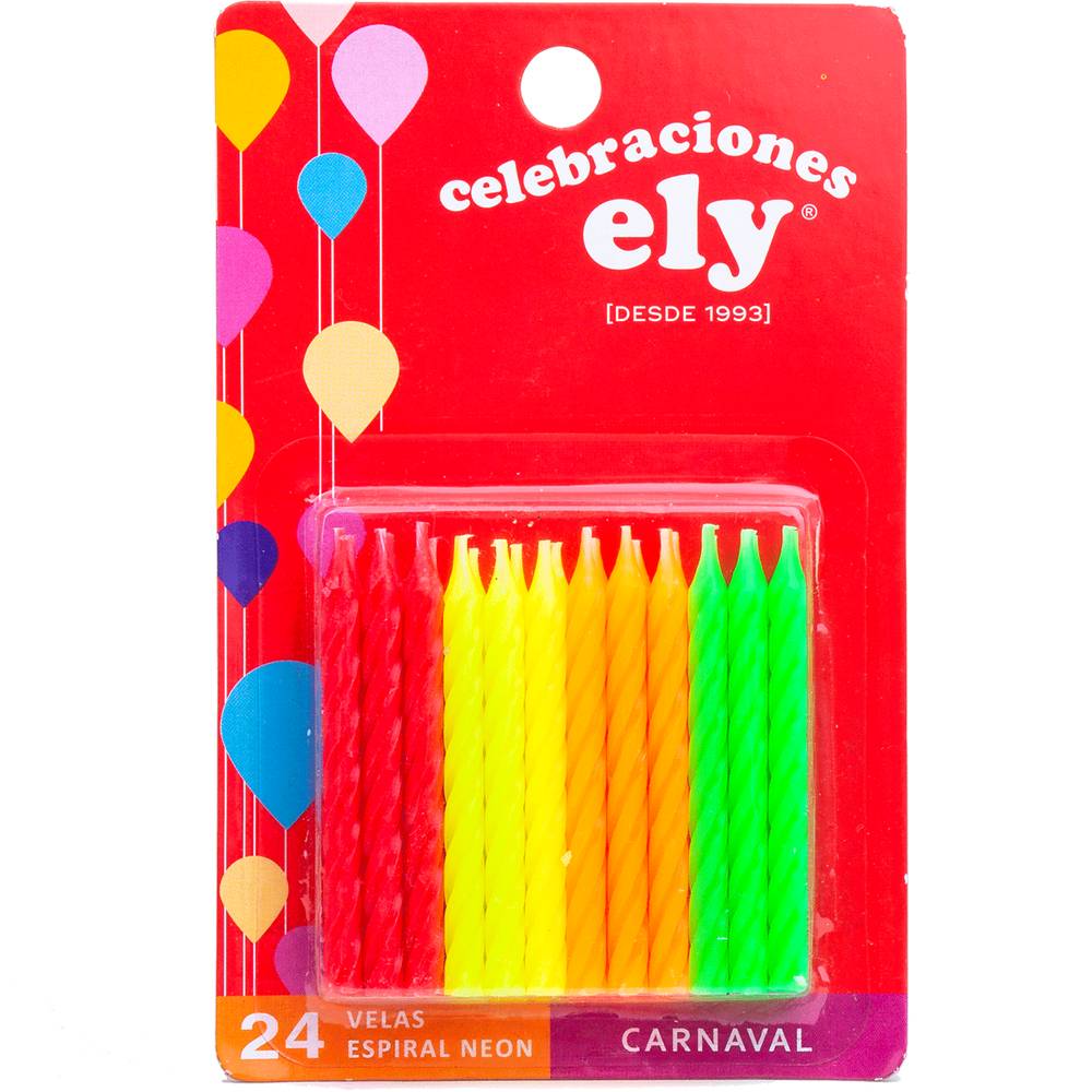 Velas para cumpleaños (pequeña, colores, 24 unidades)