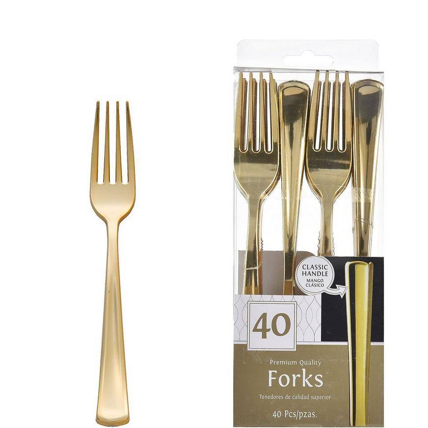 Party City Premium Plastic Forks (gold)