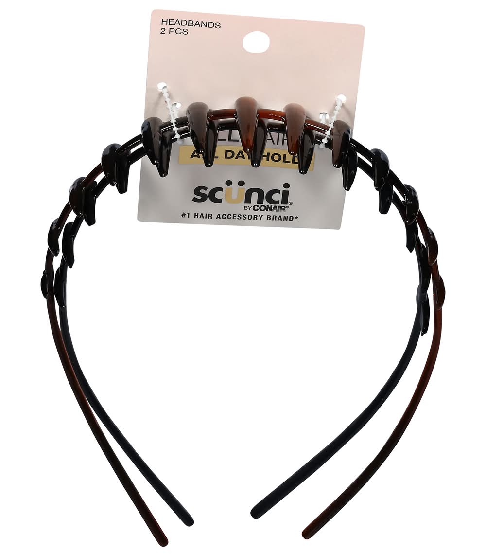 Scunci Flexible Plastic Tiger Tooth Headbands (2 ct)