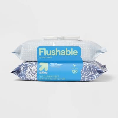 up&up Baby Flushable Cleansing Wipes, Fresh, 6.8x5.3 in (120 ct)