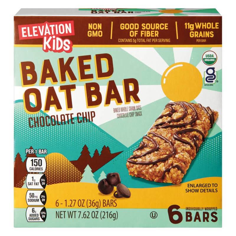 Elevation Kids Baked Oat Bars, Chocolate Chip (6 x 1.27 oz)