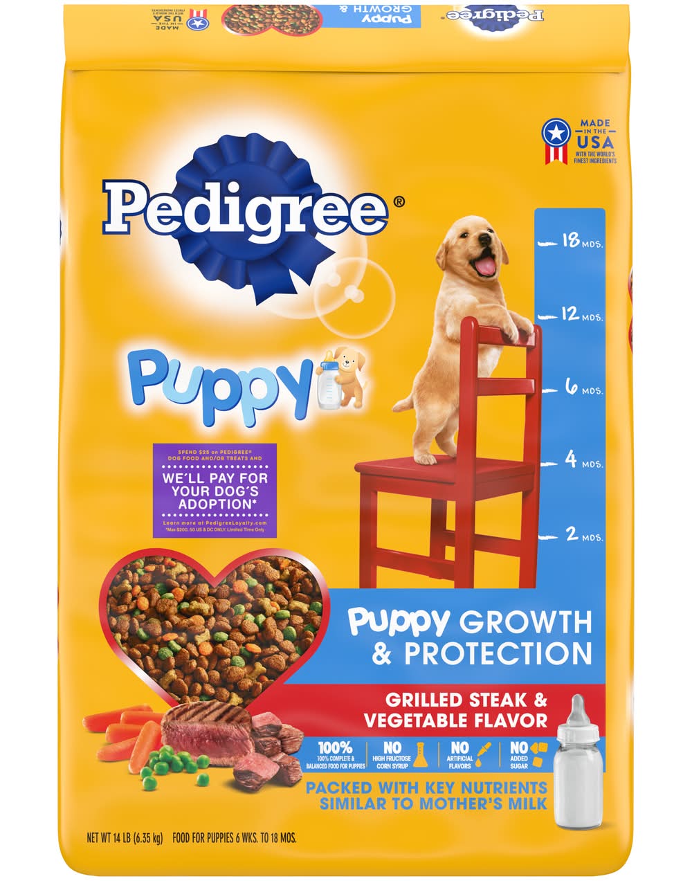 Pedigree Grilled Steak & Vegetable Flavor Puppy Food (14 lbs)