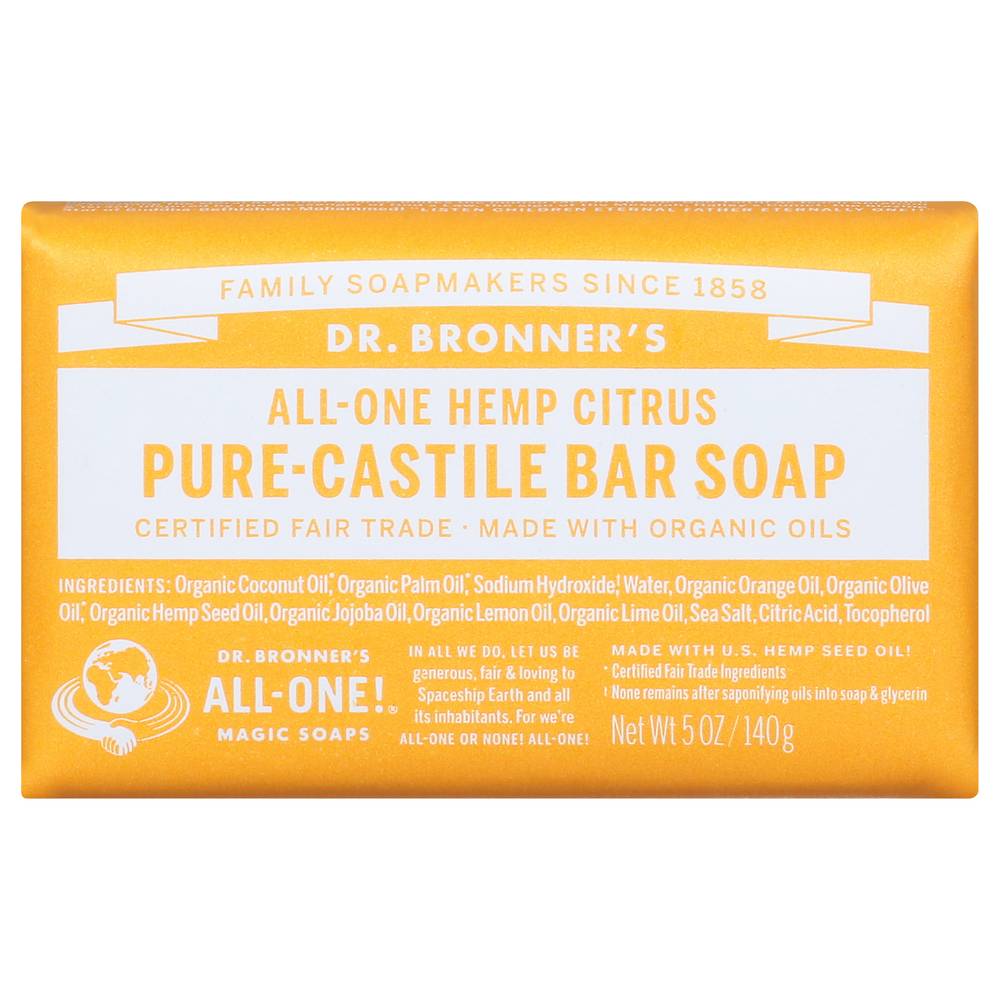 Dr. Bronner's All-One Hemp Citrus Pure Castile Citrus Orange Bar Soap