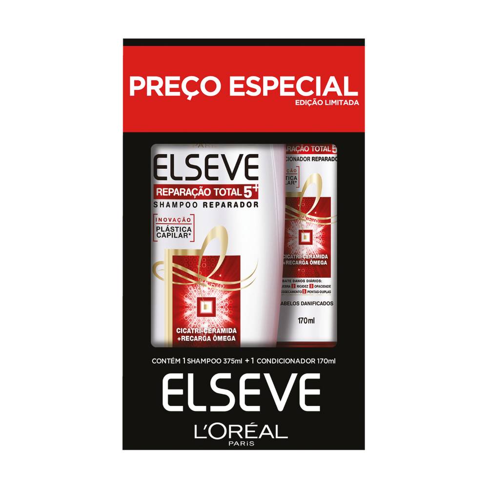 L'Oréal · Kit reparação total 5+ elseve shampoo 375 ml + condicionador 170 ml (2 )