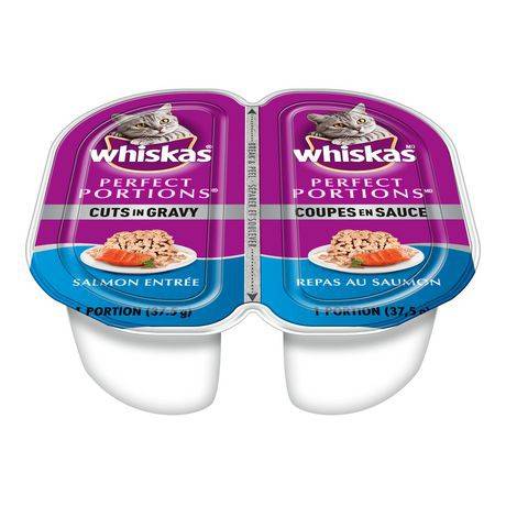 Whiskas nourriture humide pour chats en sauce (2 unités) (salmon) - whiskas perfect portions cuts in gravy salmon entrée cat food (75 g, 2 ct)