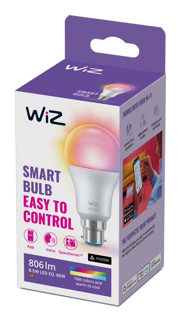 WIZ A60 B22 LED 810Lm Colour 8W Smart Globe