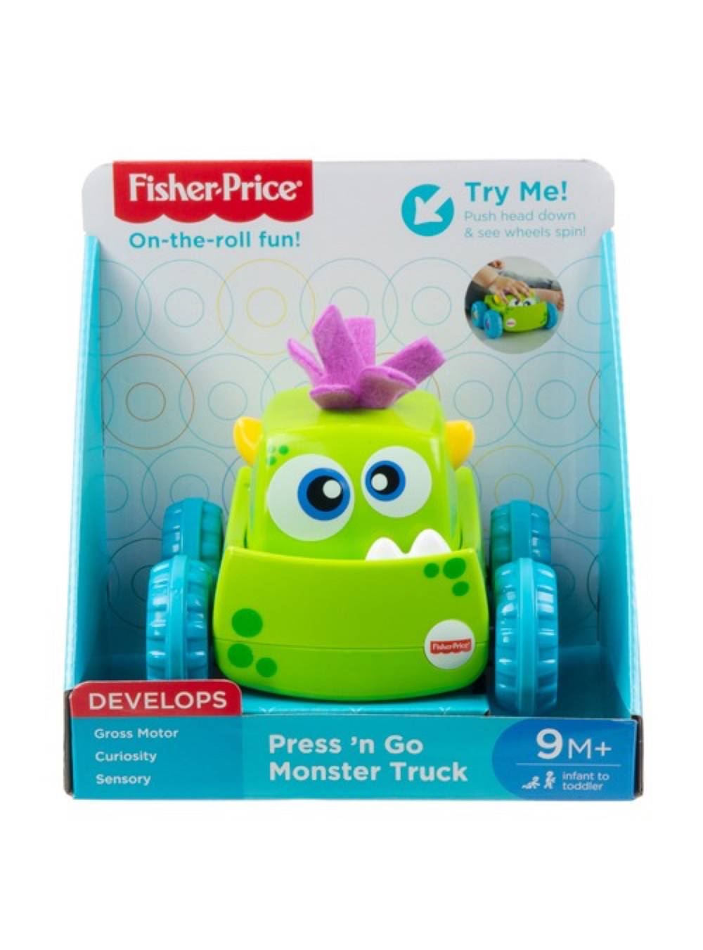 Fisher price monstruos presiona y persigue (1 u)