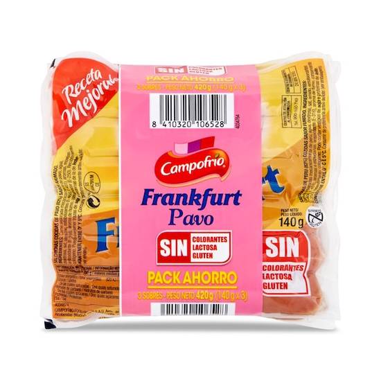 Salchichas Frankfurt de Pavo Campofrío Bolsa (3 X 140 g)