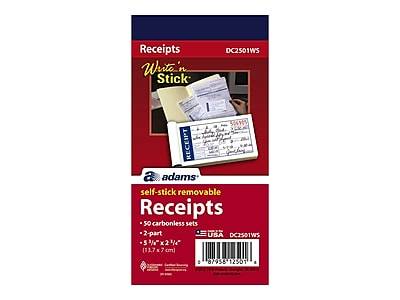 Adams Write N' Stick 2.75 X 5.375 Inch 2-part Receipt Book Sets( 50 Ct)