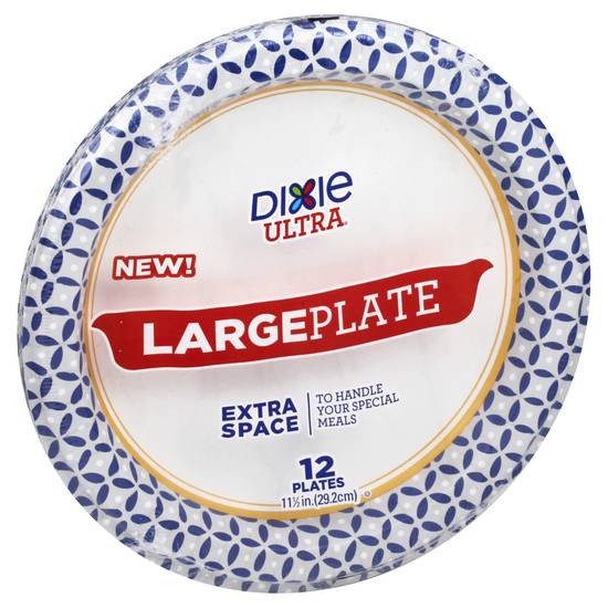 Dixie Ultra Large Extra Space Plates 11-1/2 Inches (12 ct)