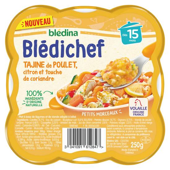 Blédina - Blédichef - plat à base de légumes et de viande adapté à bébé dés 15 mois