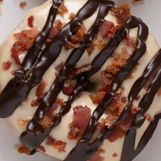 Maple Icing w/ Chopped Bacon & Chocolate Drizzle
