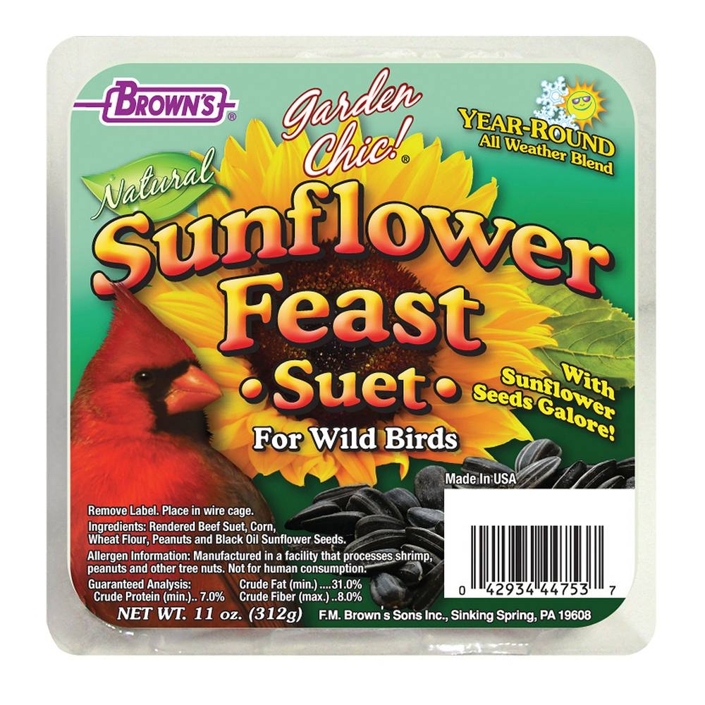 Brown's Garden Chic! Sunflower Feast Suet For Wild Birds