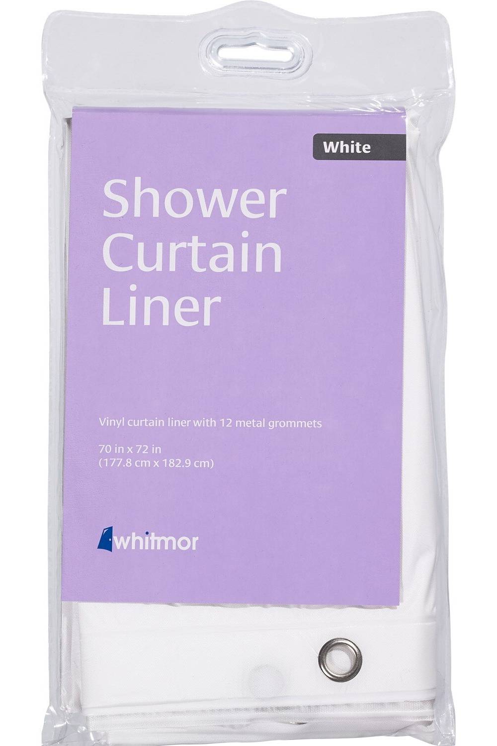 Whitmor Shower Curtain Liner, White, 70 X 72 In